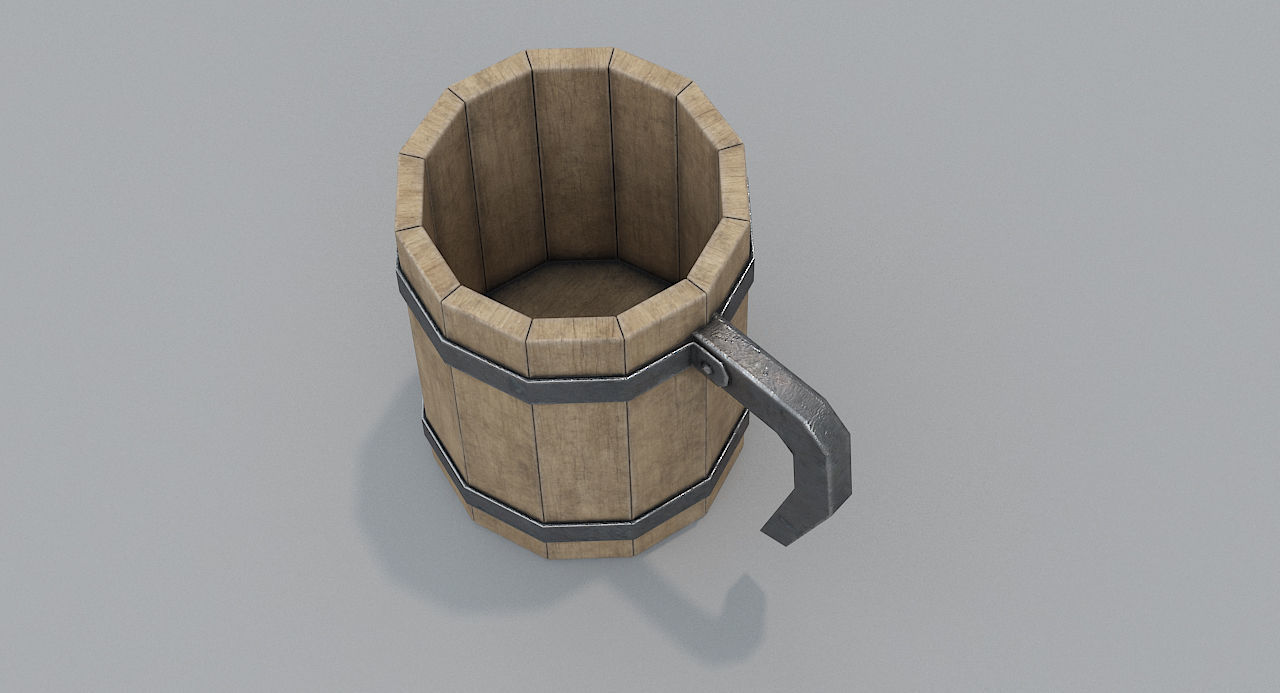 Wooden Mug PBR Low-poly 3D model_5