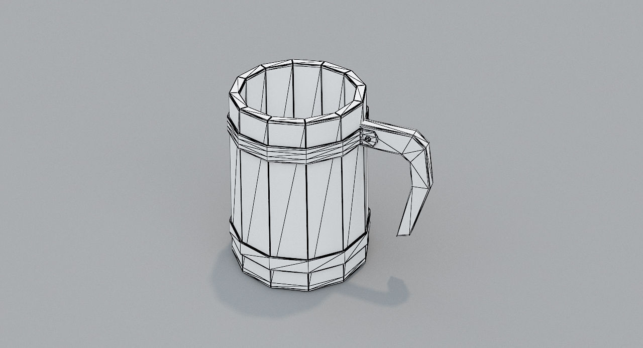 Wooden Mug PBR Low-poly 3D model_4