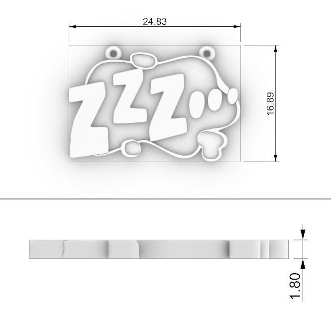 Comic style pendant ZZZ 3D print model_1