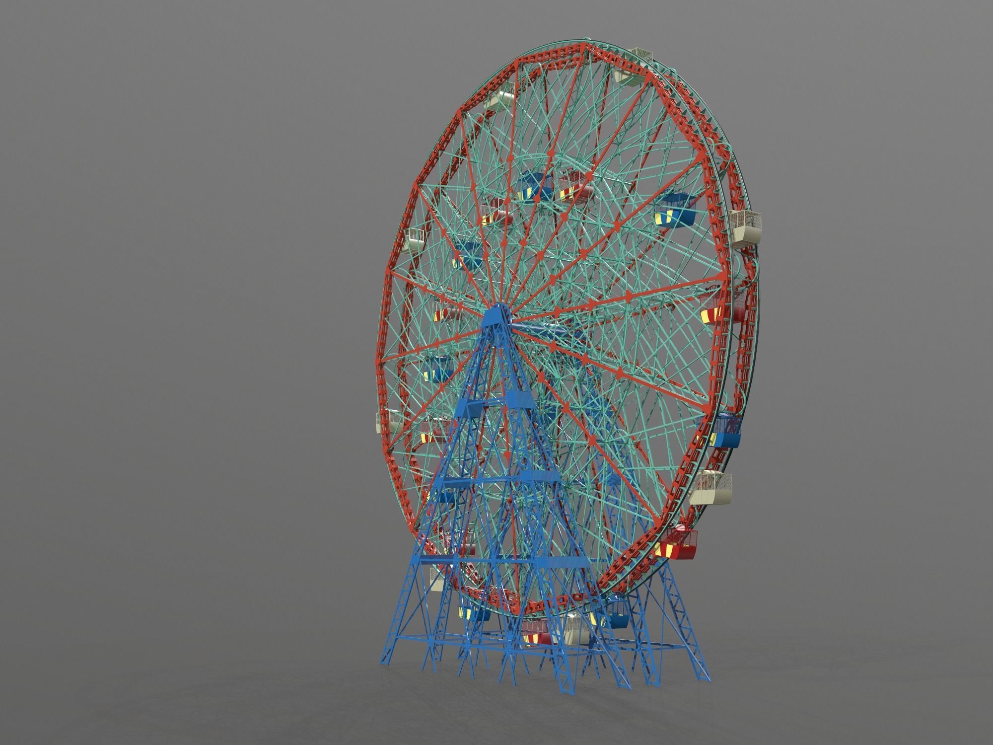 Denos Wonder Wheel Coney Island Carousel 3D model_3