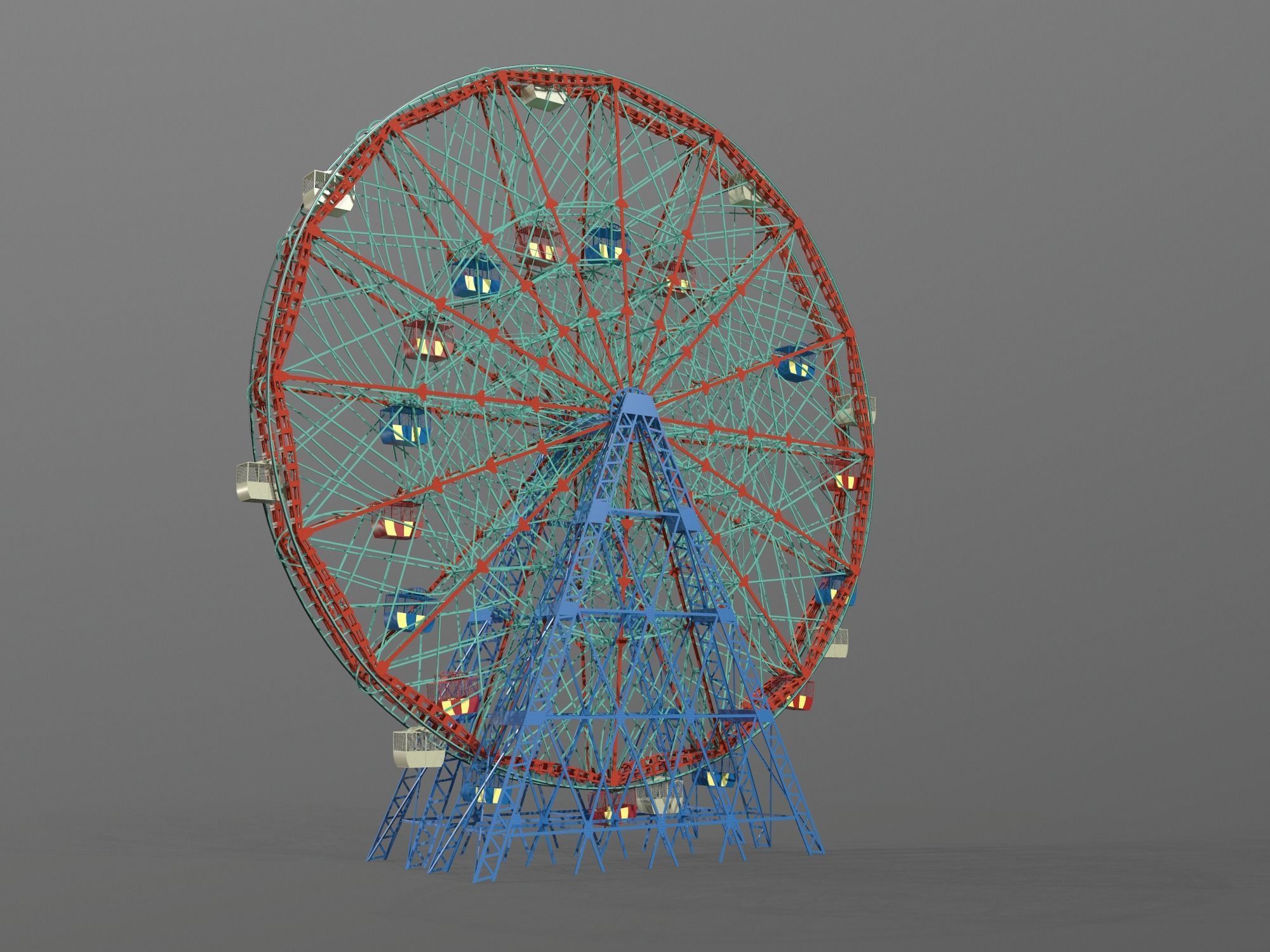 Denos Wonder Wheel Coney Island Carousel 3D model_4