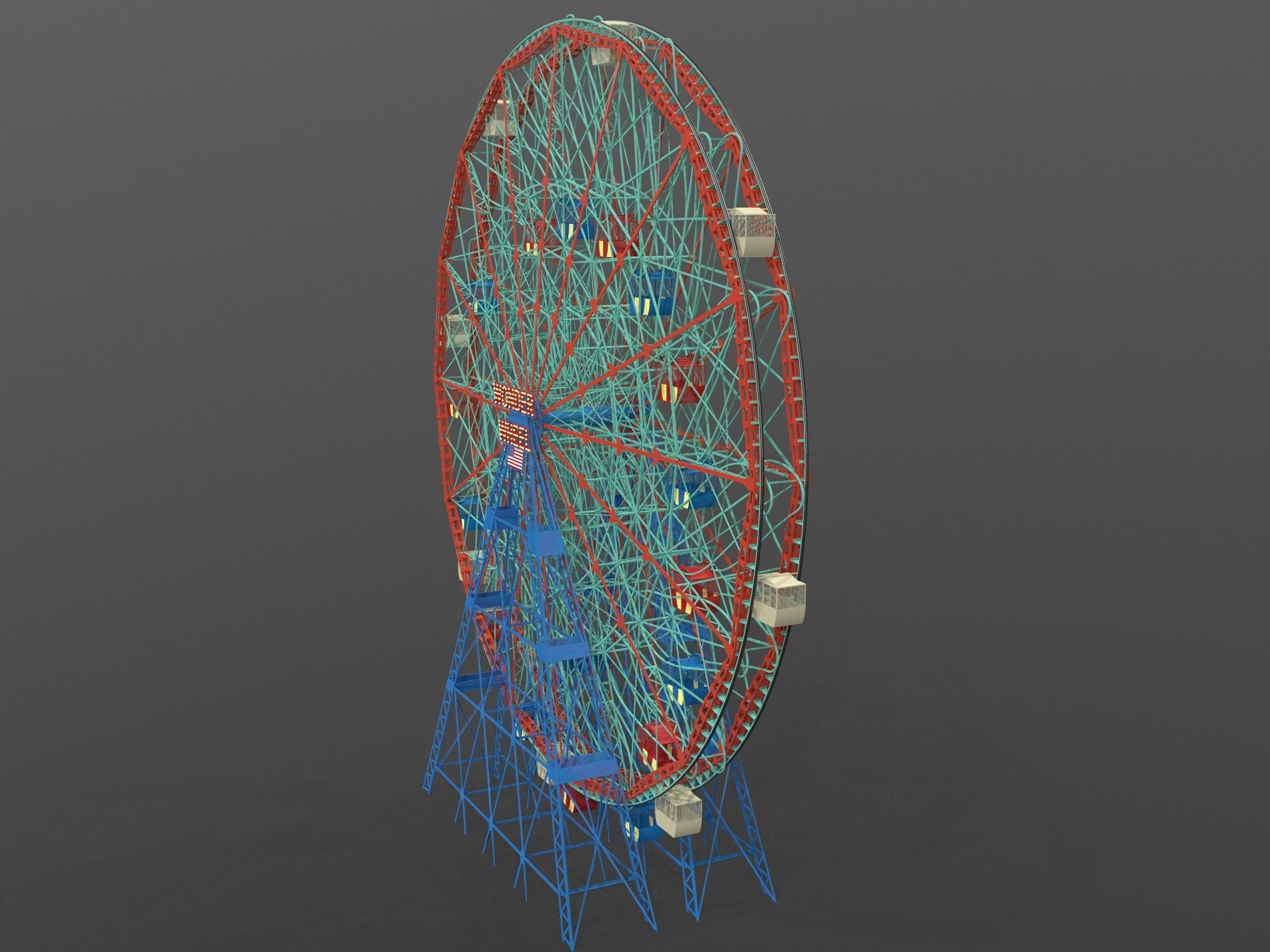 Denos Wonder Wheel Coney Island Carousel 3D model_6