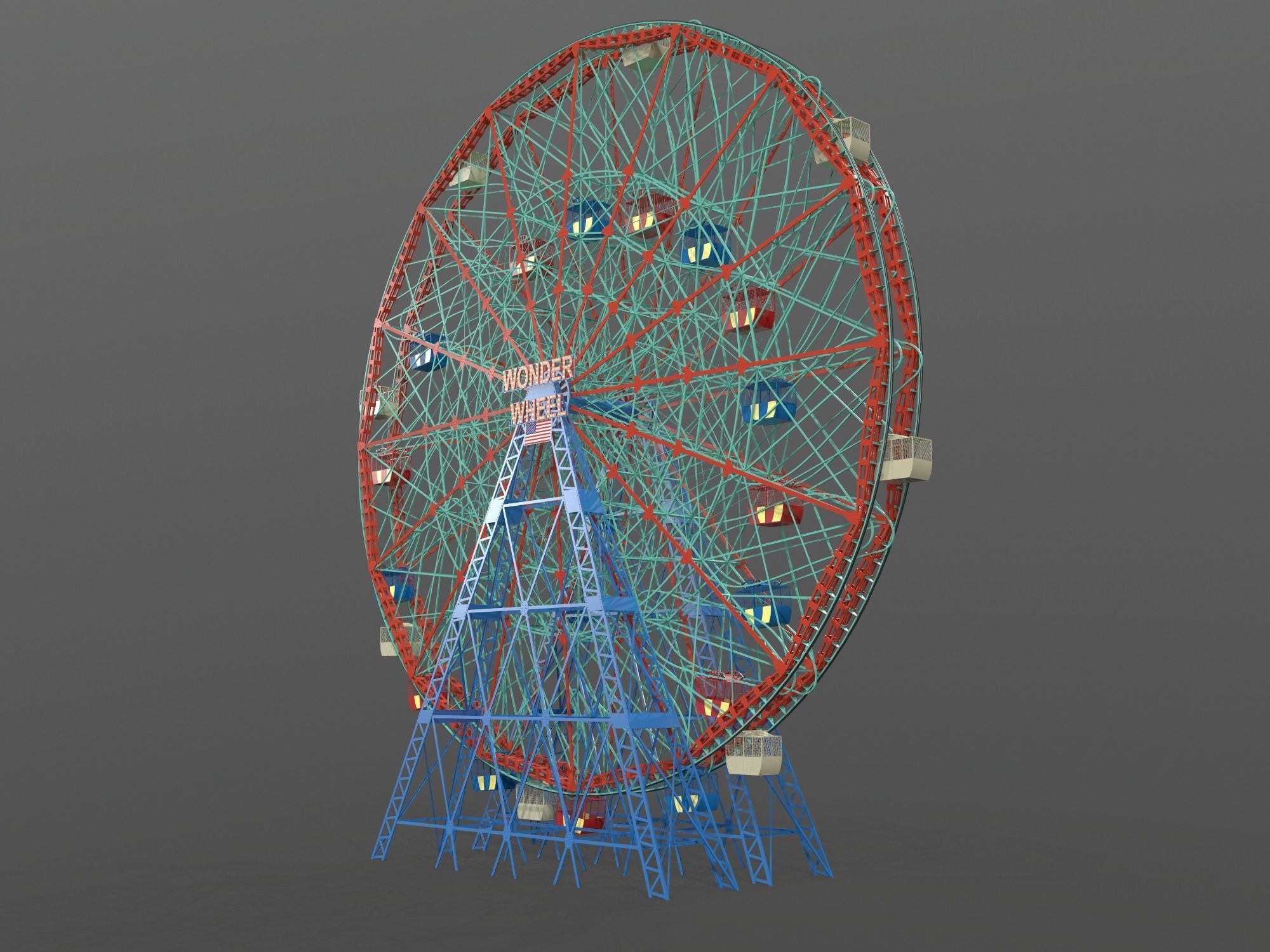 Denos Wonder Wheel Coney Island Carousel 3D model_5