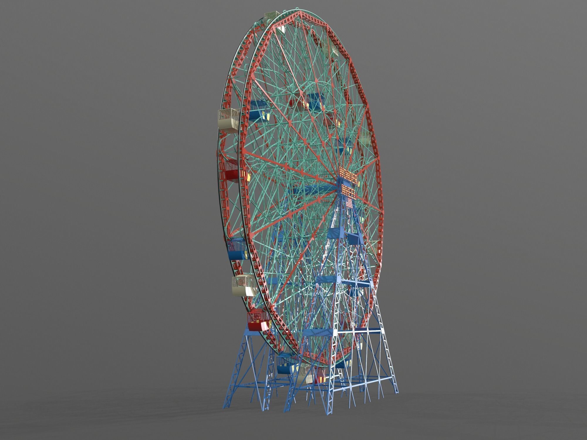Denos Wonder Wheel Coney Island Carousel 3D model_2