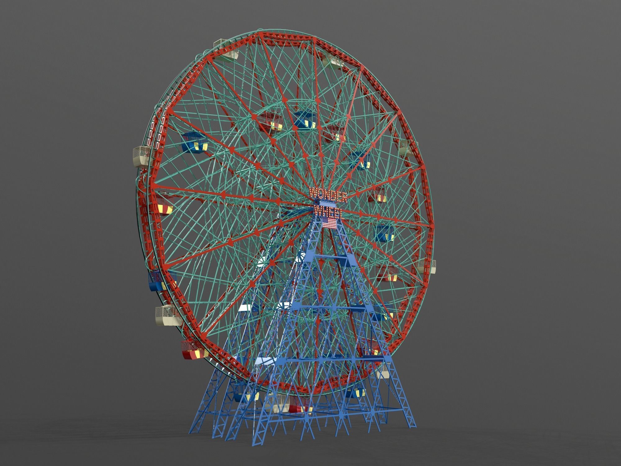 Denos Wonder Wheel Coney Island Carousel 3D model_10