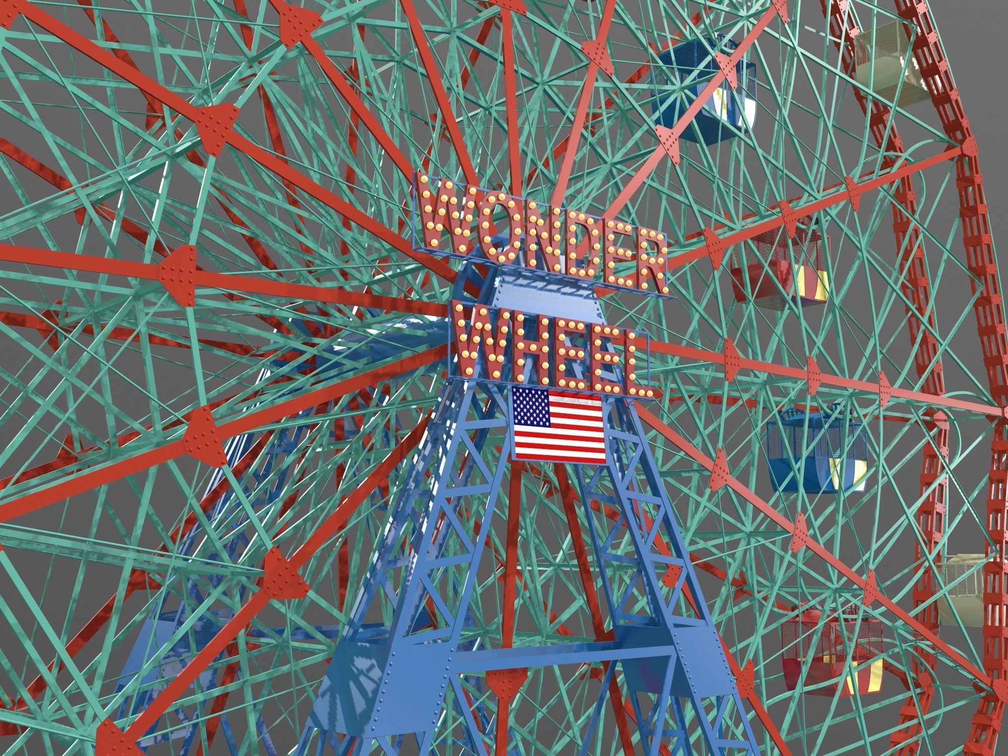 Denos Wonder Wheel Coney Island Carousel 3D model_1