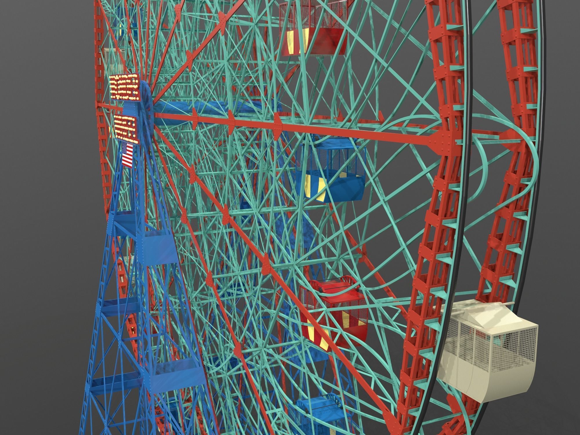 Denos Wonder Wheel Coney Island Carousel 3D model_7