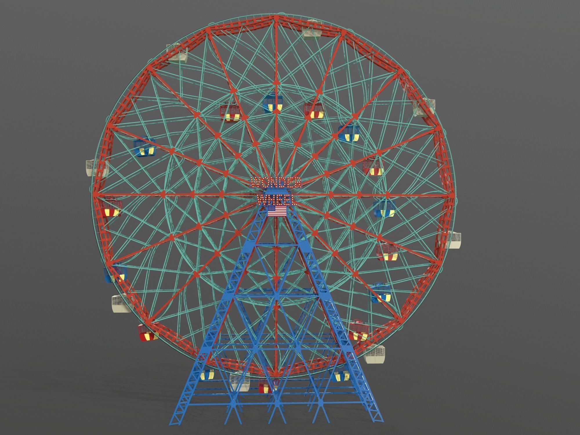 Denos Wonder Wheel Coney Island Carousel 3D model_9