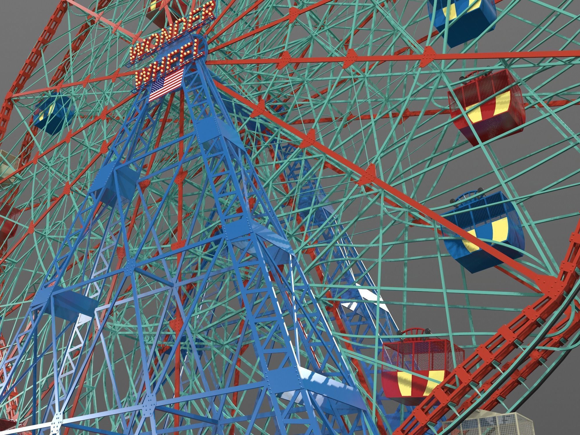 Denos Wonder Wheel Coney Island Carousel 3D model_8