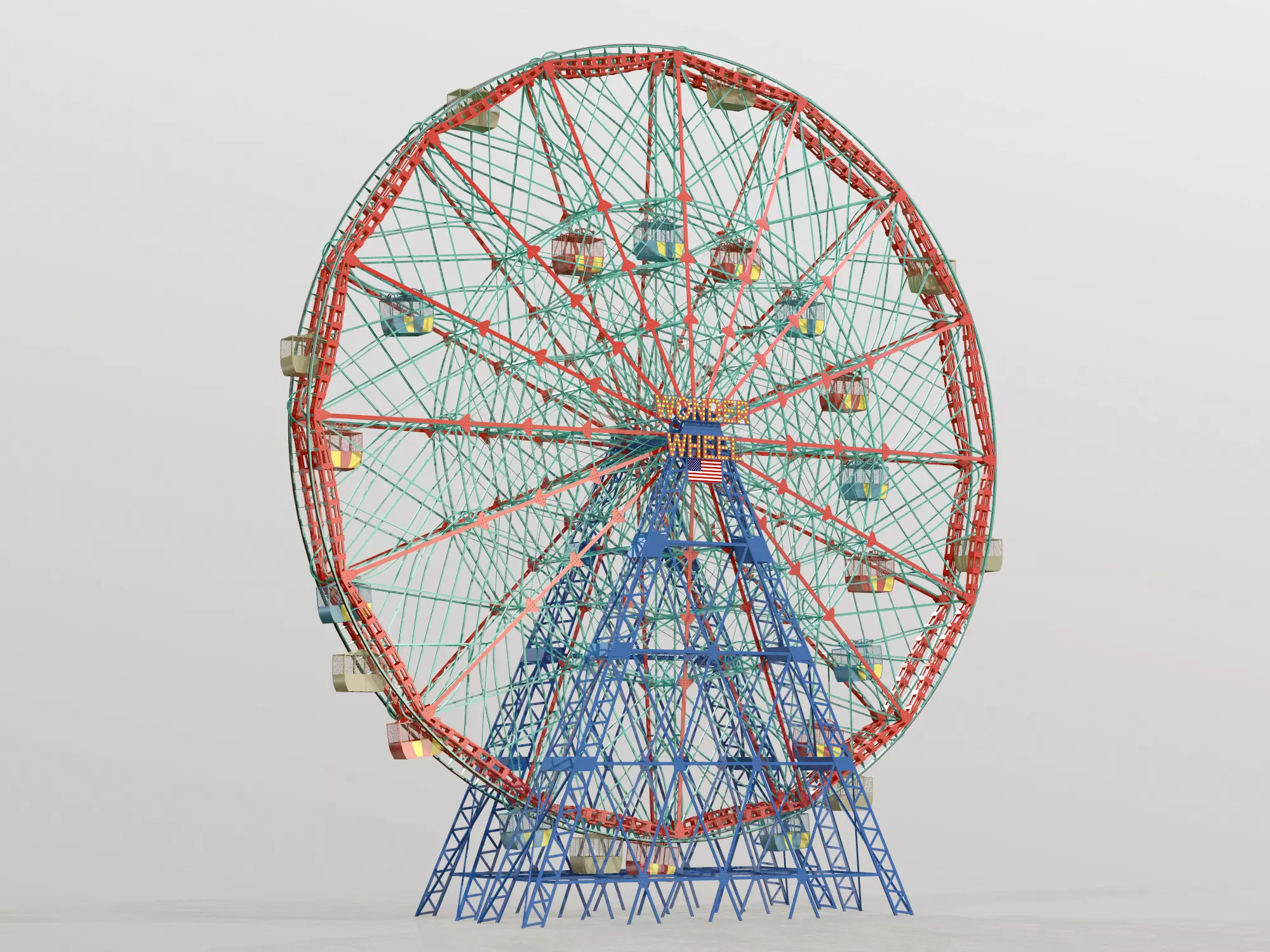 Denos Wonder Wheel Coney Island Carousel 3D model_0