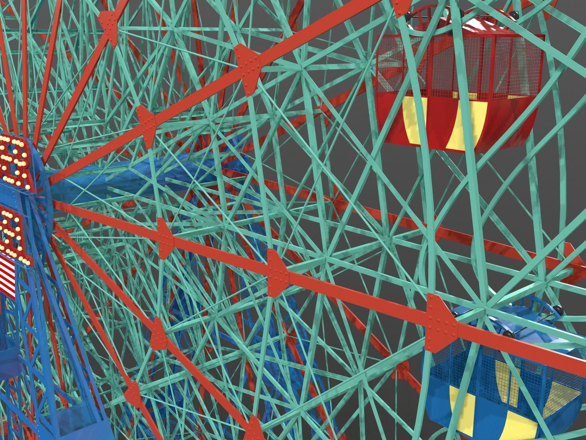 Denos Wonder Wheel Coney Island Carousel 3D model_11