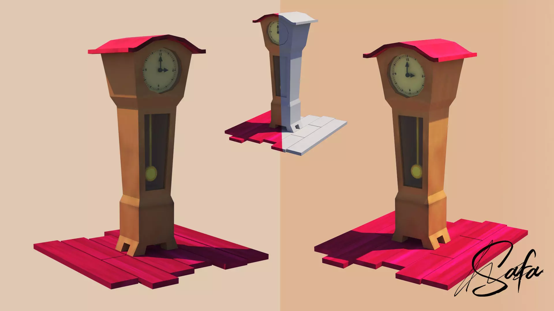 Pendulum Clock 3D Free low-poly 3D model