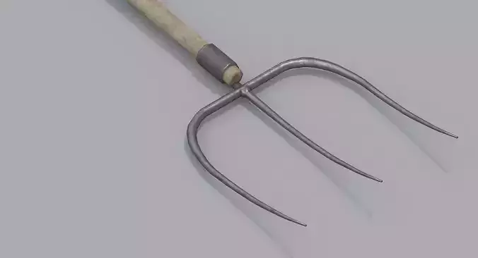 Wooden Pitchfork PBR  Low-poly 3D model