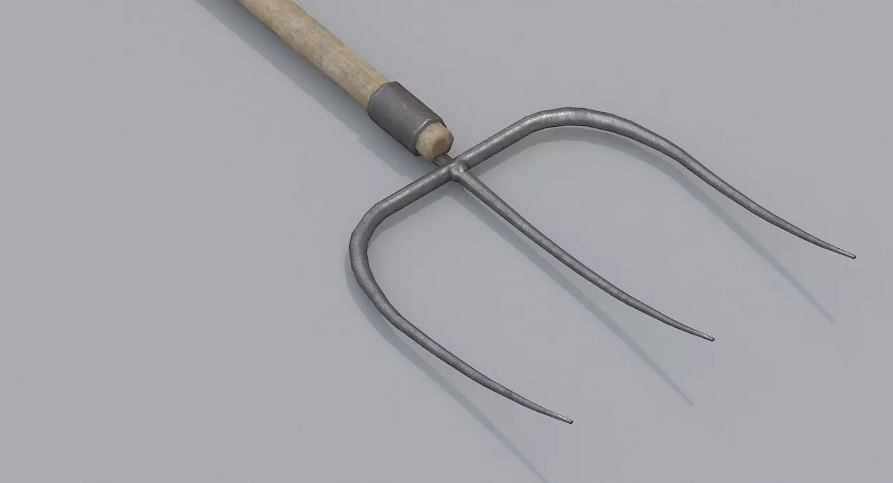 Wooden Pitchfork PBR  Low-poly 3D model_0