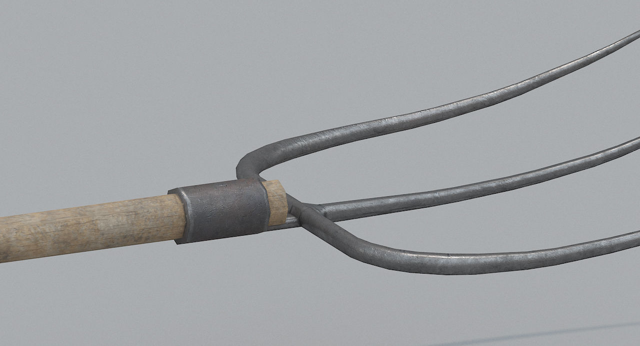 Wooden Pitchfork PBR  Low-poly 3D model_4
