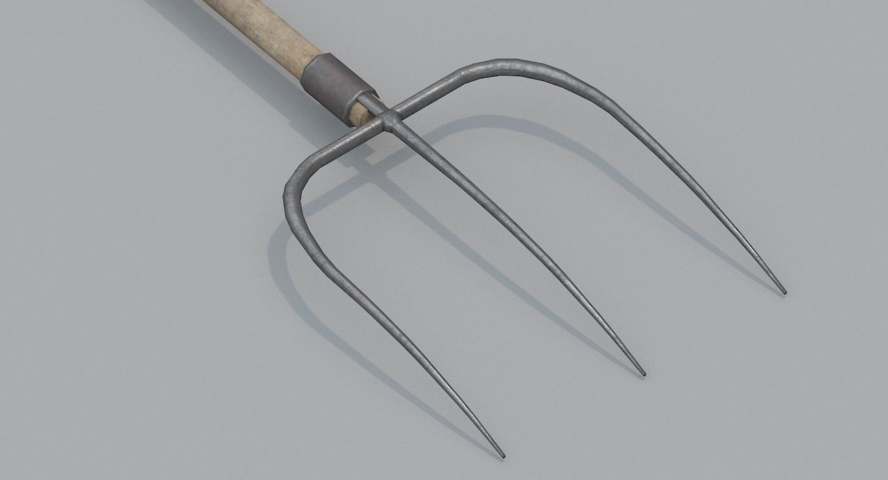 Wooden Pitchfork PBR  Low-poly 3D model_2