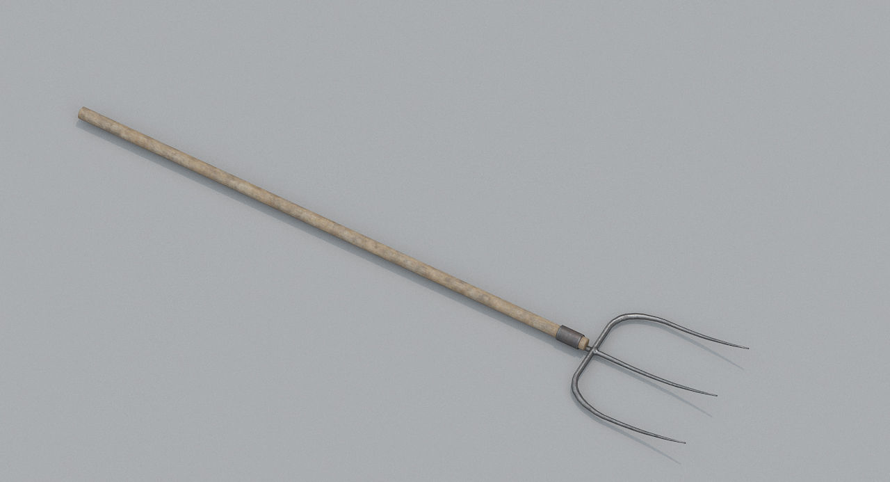 Wooden Pitchfork PBR  Low-poly 3D model_1