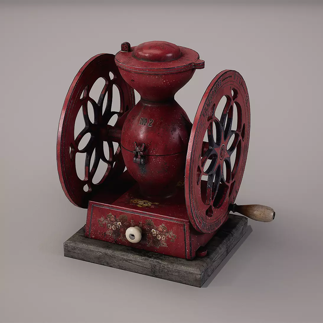 Vintage Coffee Grinder Low-poly 3D model