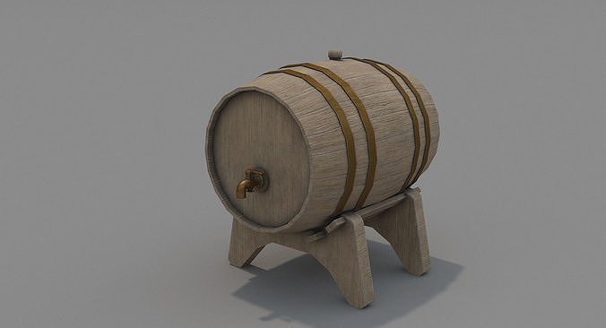 Wooden Barrel Low-poly 3D model