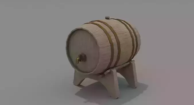 Wooden Barrel Low-poly 3D model