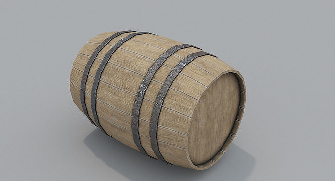 Wooden Barrel PBR Low-poly 3D model