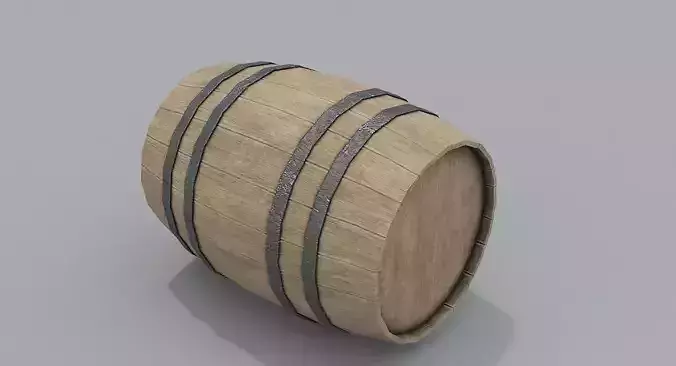 Wooden Barrel PBR Low-poly 3D model