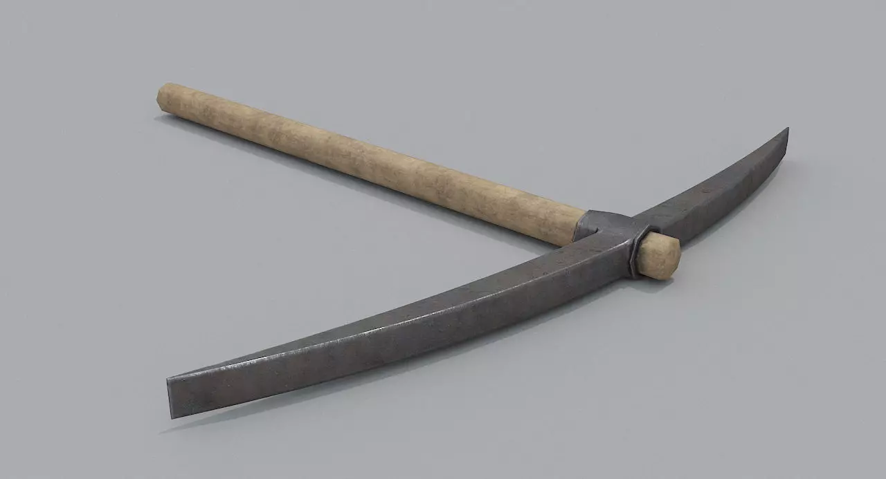 Wooden Pickaxe Low-poly 3D model_0