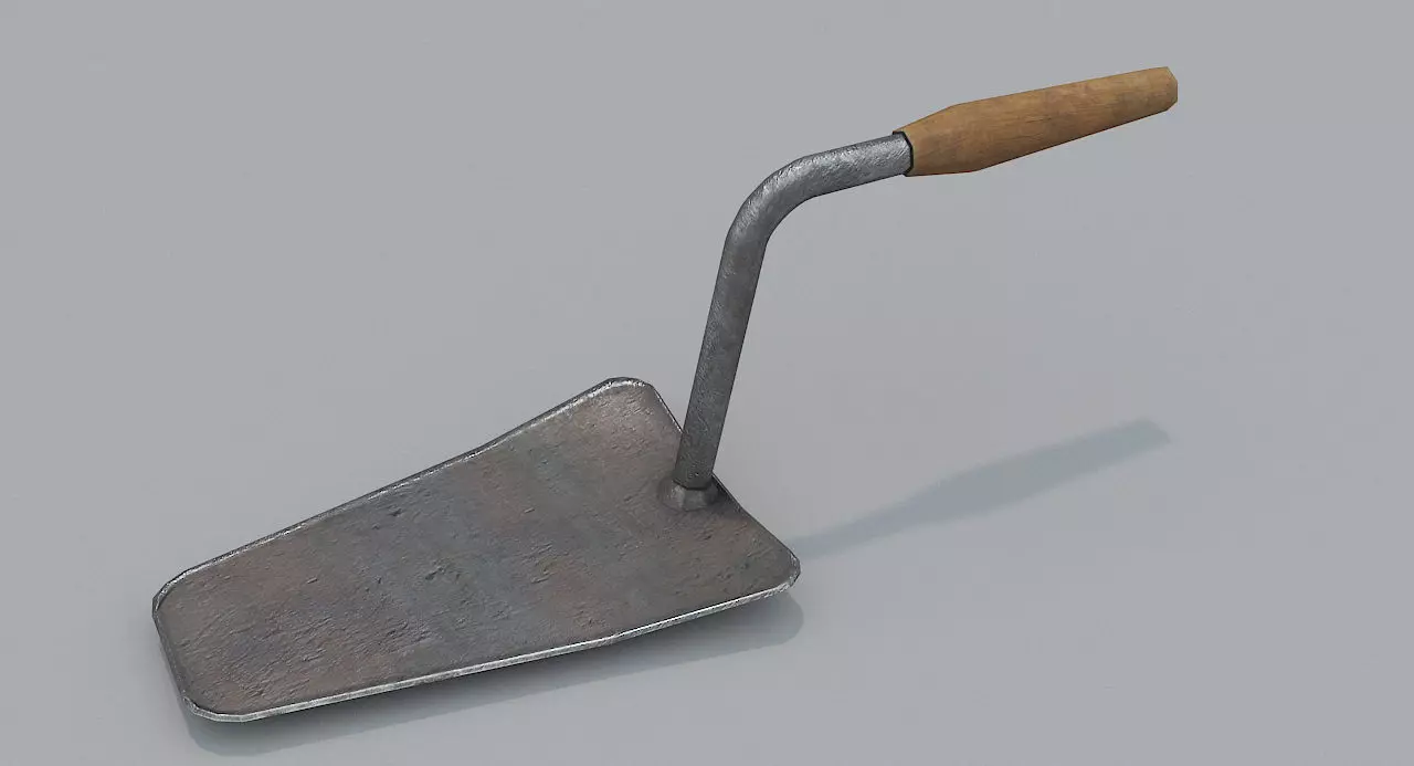 Trowel PBR metal shovel with wooden handle Low-poly 3D model_0