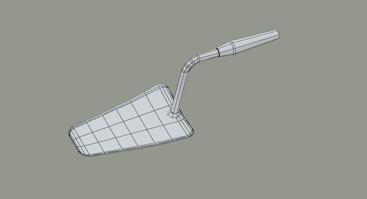Trowel PBR metal shovel with wooden handle Low-poly 3D model_3