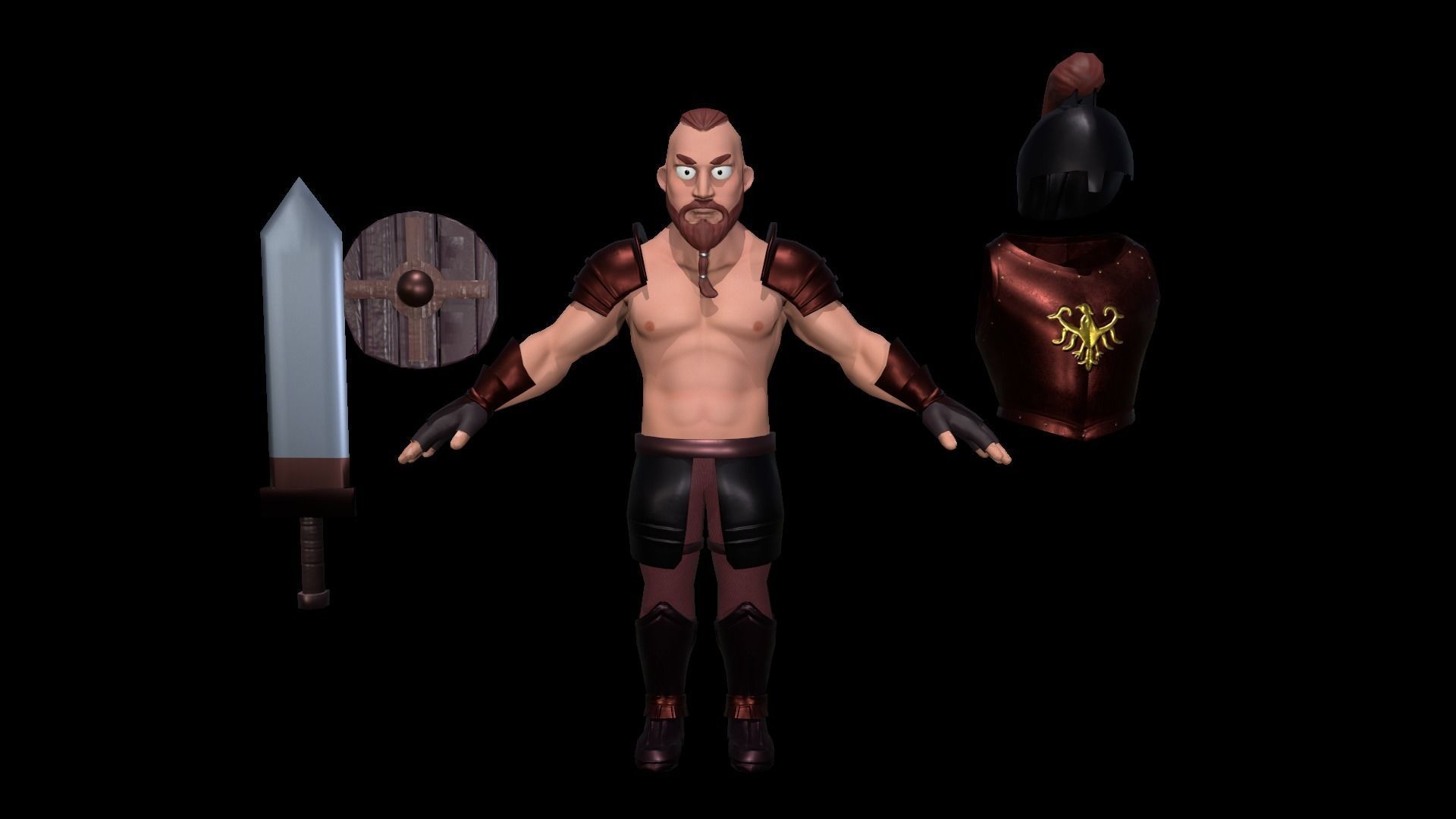 cartoon barbarian Low-poly 3D model_1