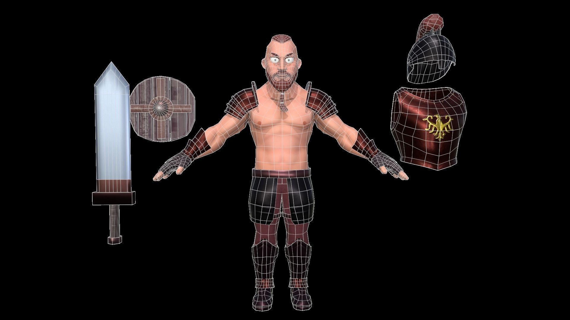 cartoon barbarian Low-poly 3D model_10