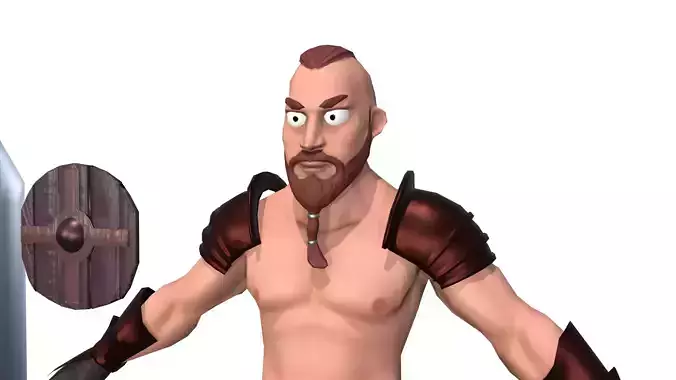 cartoon barbarian Low-poly 3D model