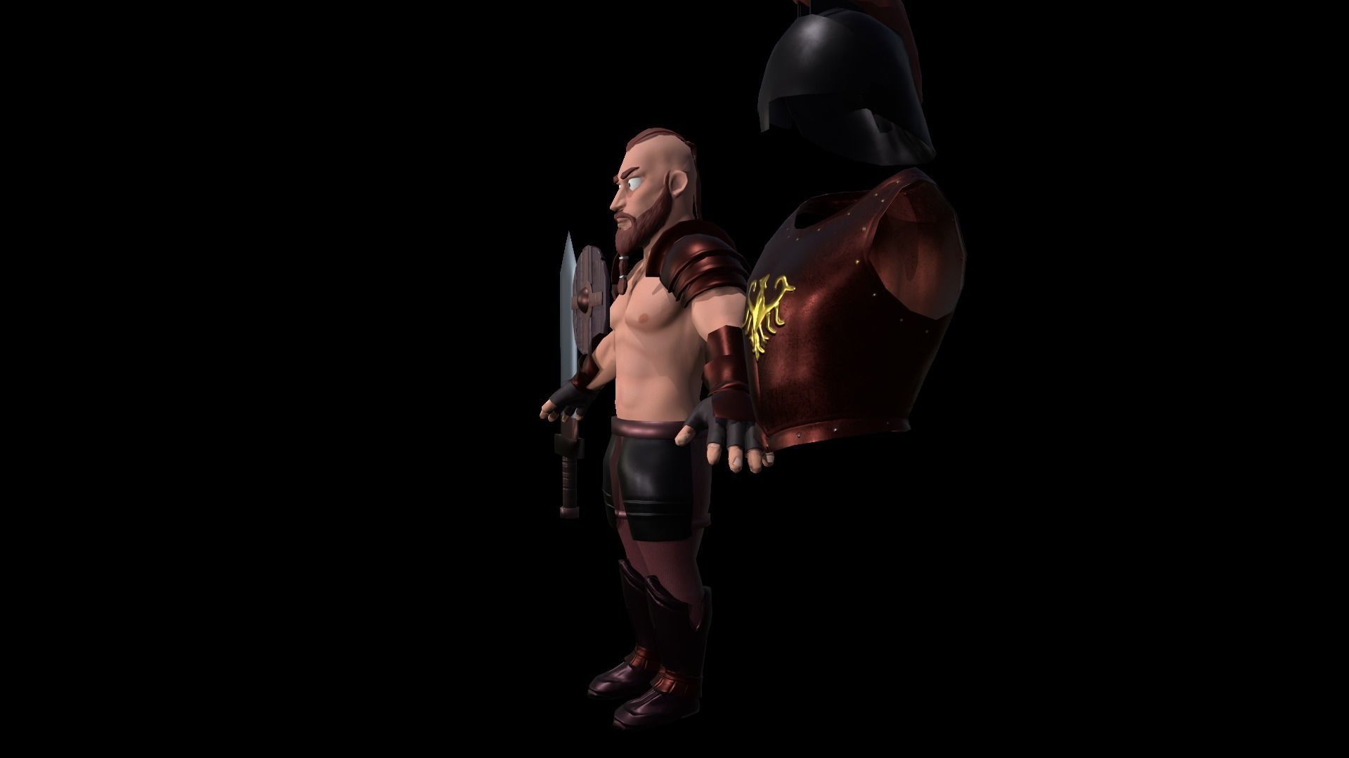 cartoon barbarian Low-poly 3D model_3