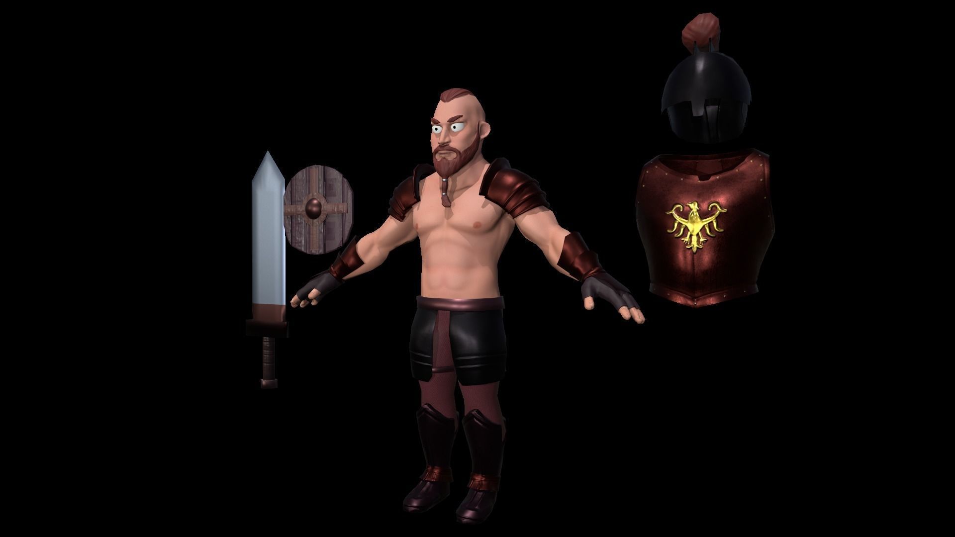 cartoon barbarian Low-poly 3D model_2