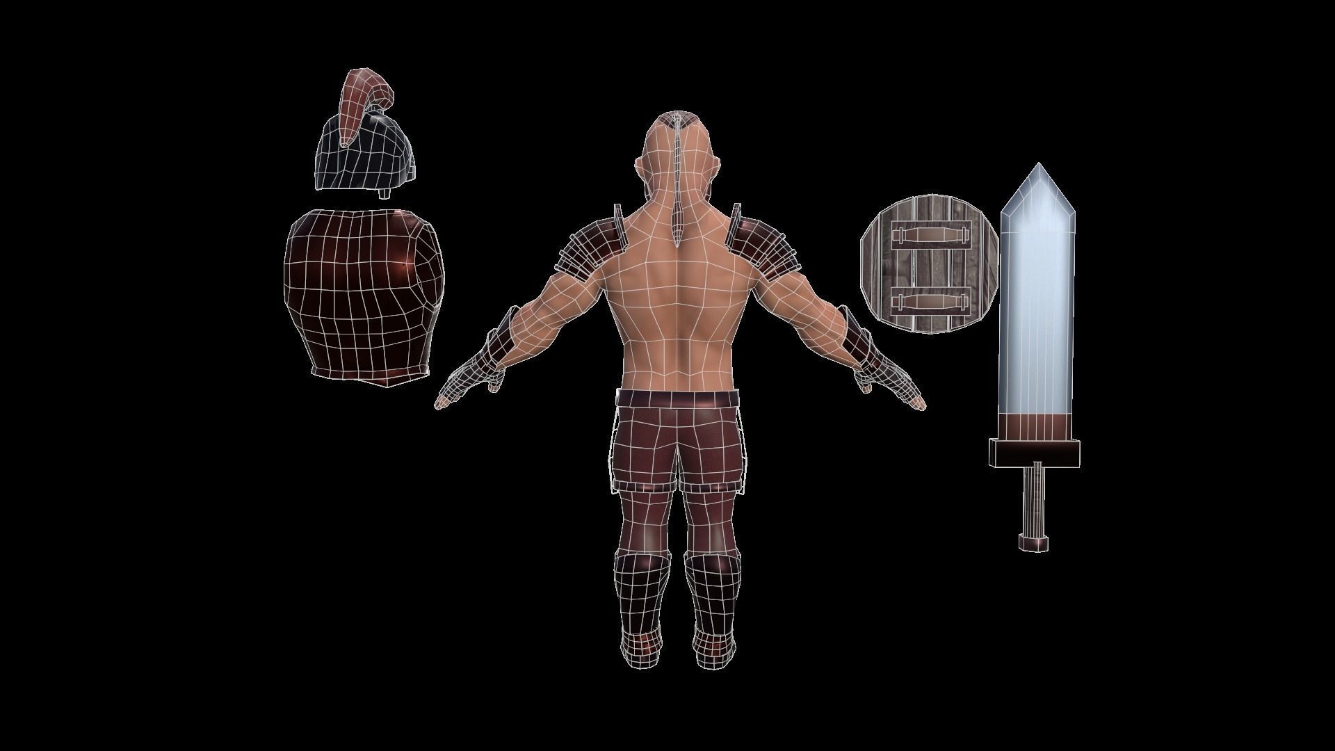 cartoon barbarian Low-poly 3D model_11