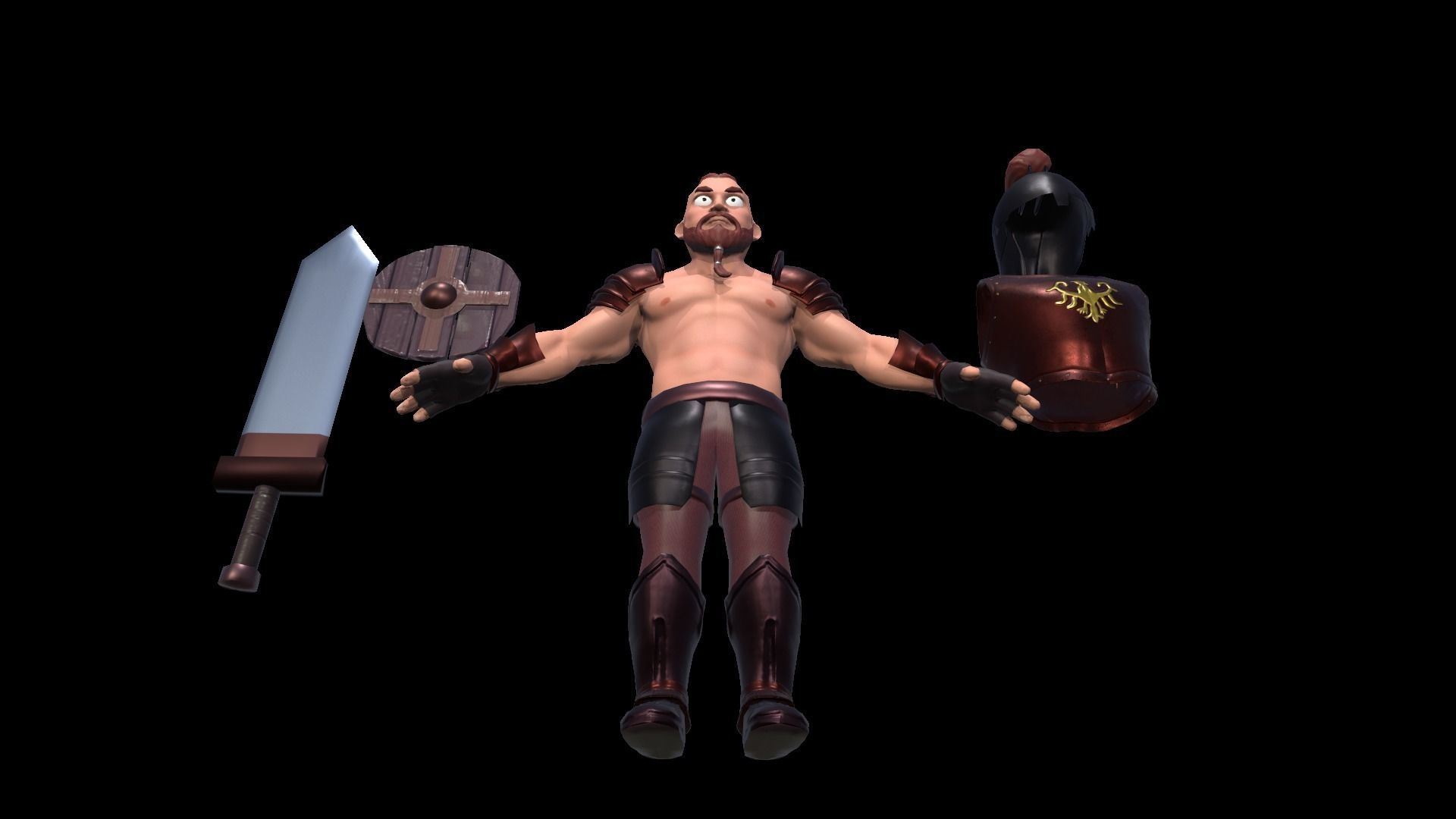 cartoon barbarian Low-poly 3D model_9