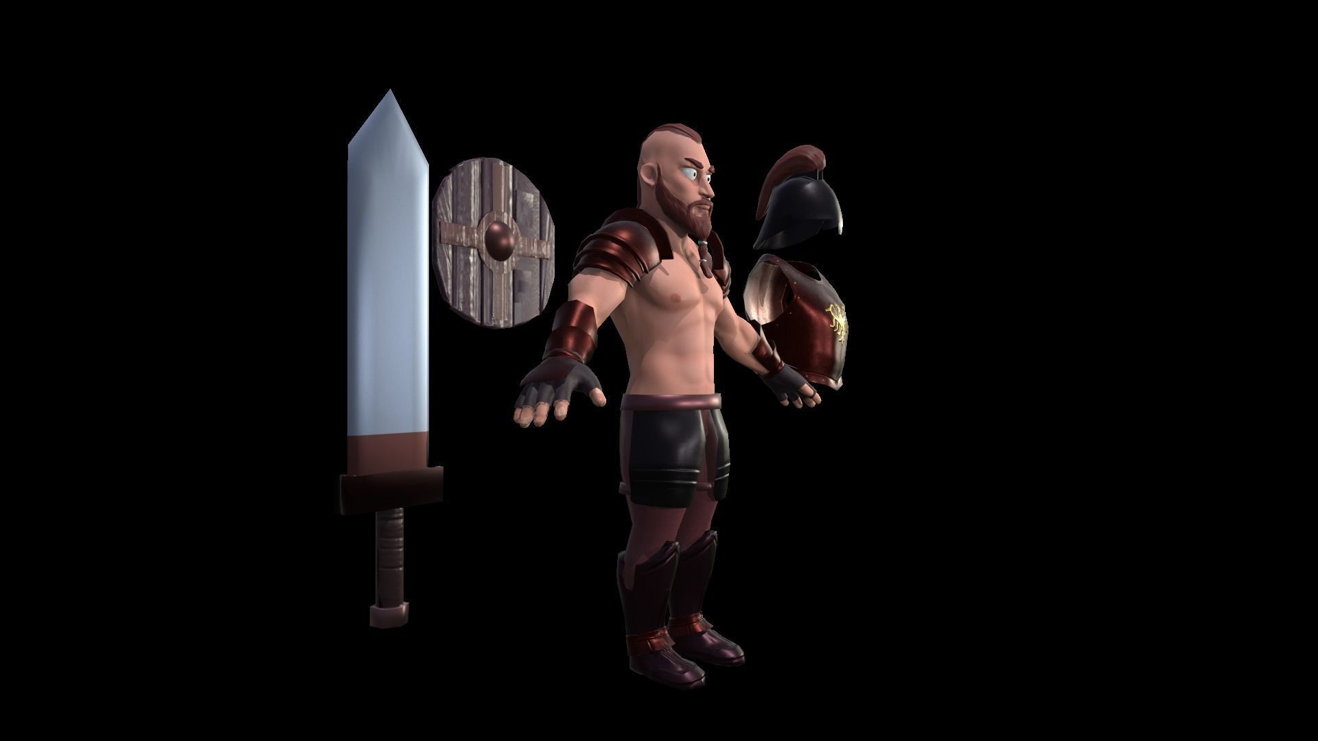 cartoon barbarian Low-poly 3D model_7