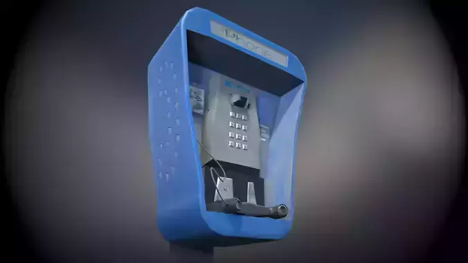 Stylized Payphone Low-poly 3D model
