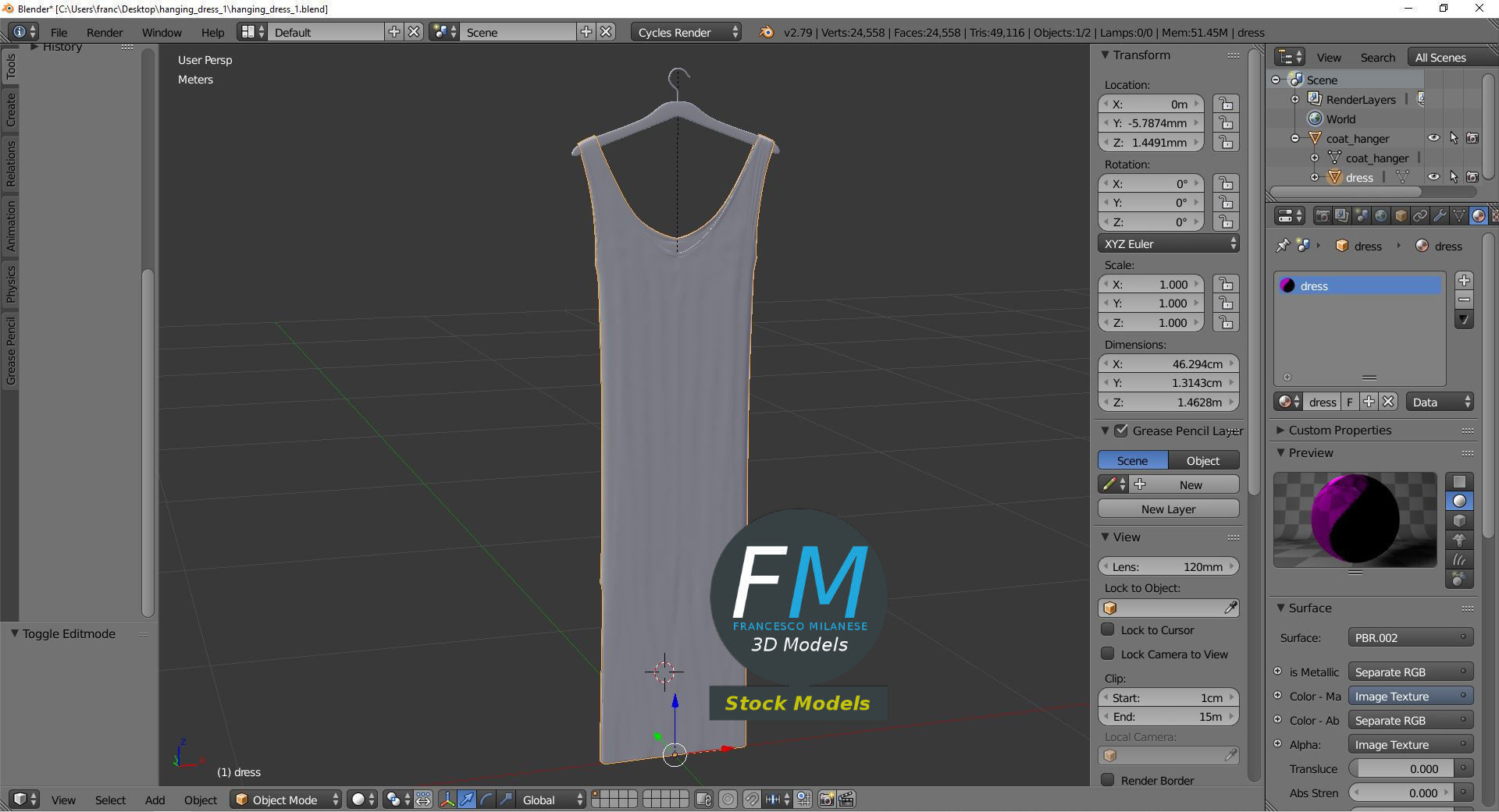 Hanging dress 1 3D model_9