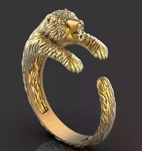 bear Ring   Silver Gold  Print