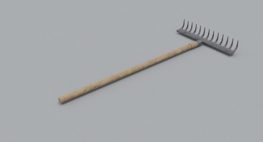 Rake PBR wooden Low-poly 3D model_1
