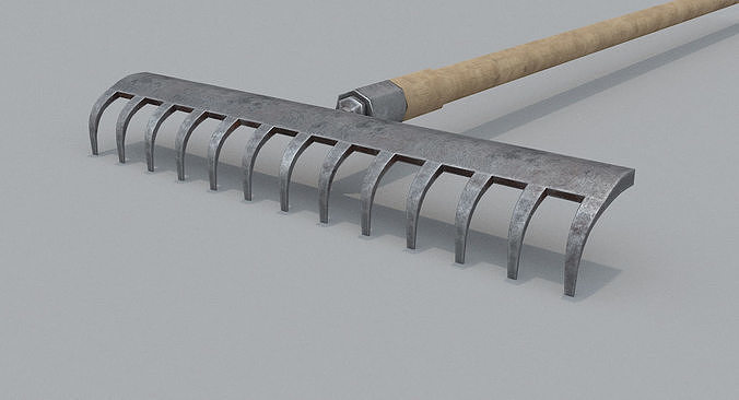 Rake PBR wooden Low-poly 3D model