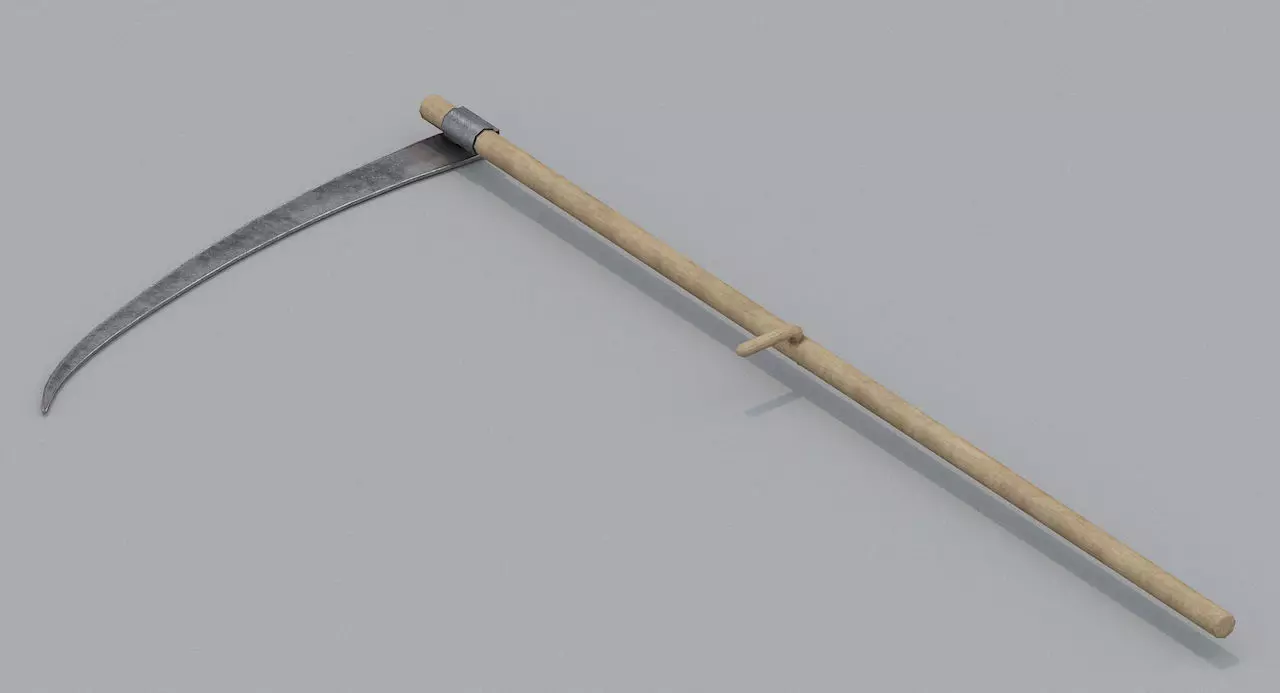 Scythe PBR wooden Low-poly 3D model_0