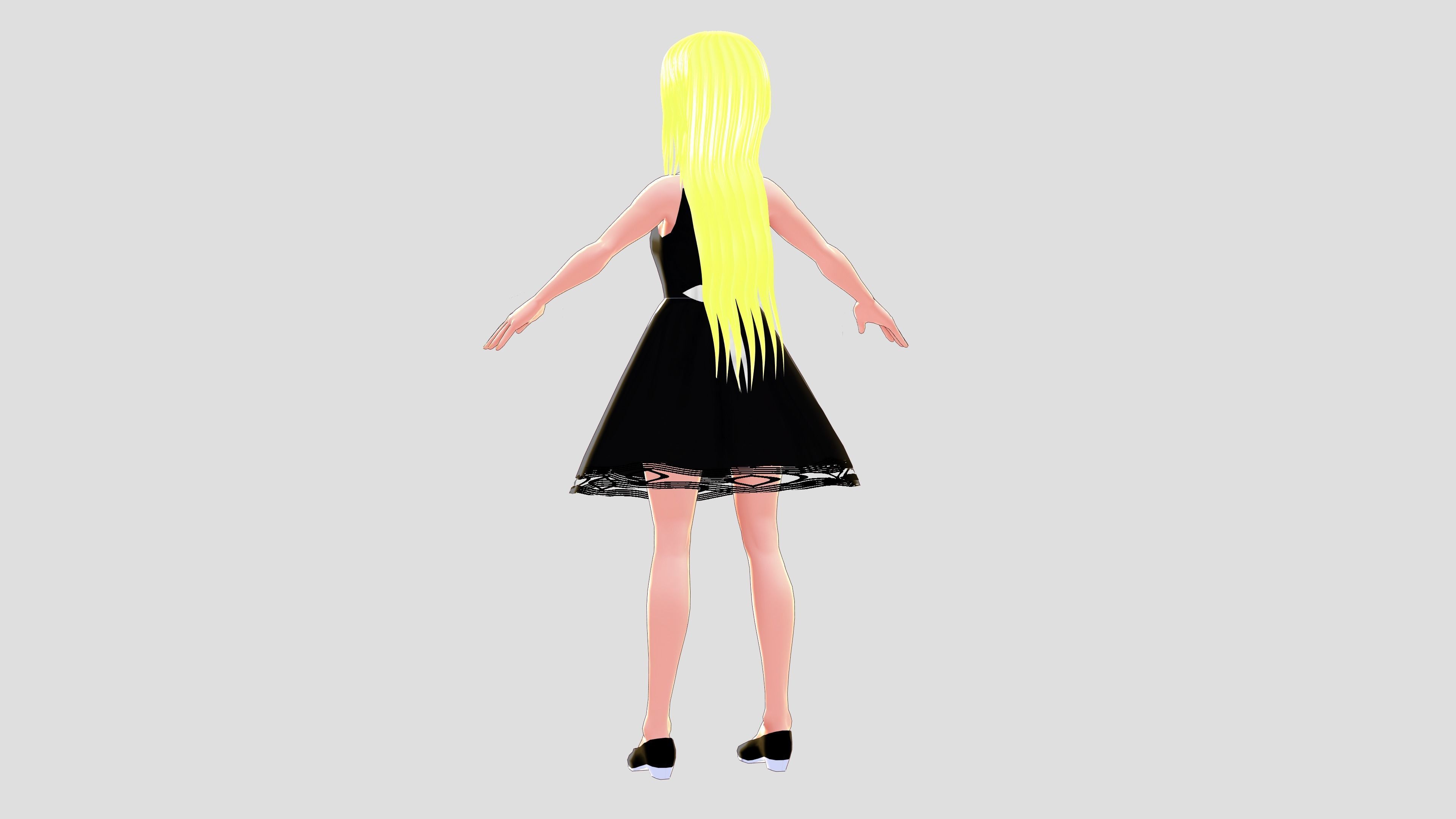 WENDY MAID 3D MODEL CHARACTER RIGGED T-POSE SHAPE KEYS 3D model_1