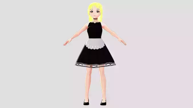 WENDY MAID 3D MODEL CHARACTER RIGGED T-POSE SHAPE KEYS