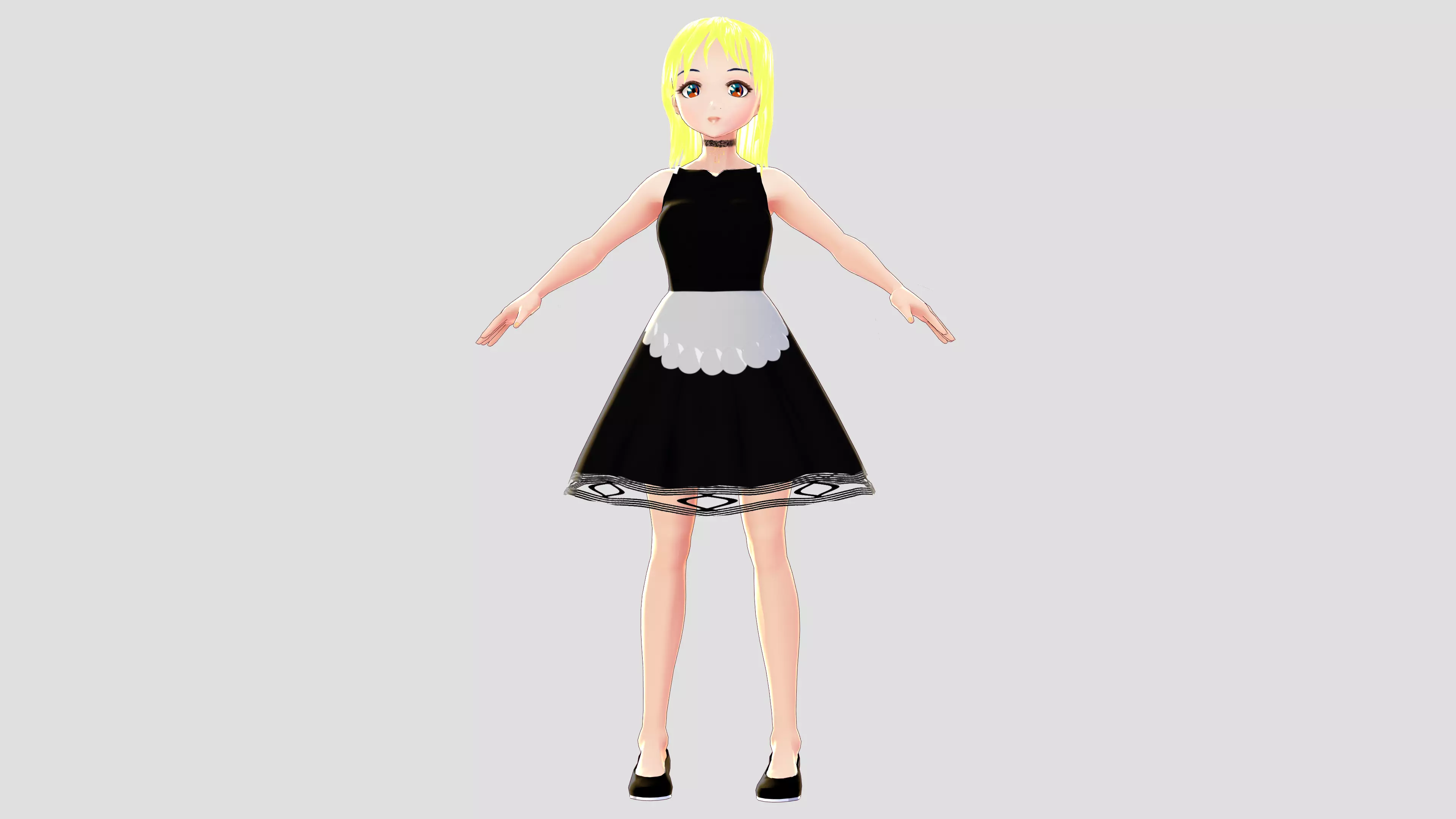 WENDY MAID 3D MODEL CHARACTER RIGGED T-POSE SHAPE KEYS 3D model_0