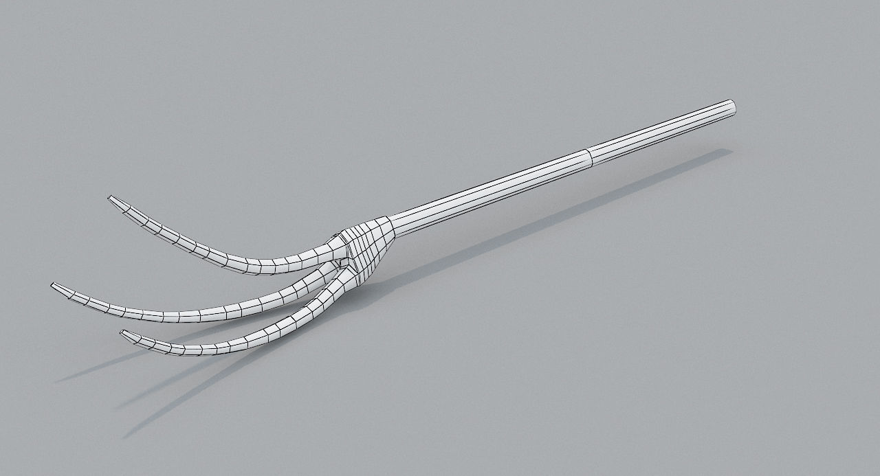 Wooden Medieval Pitchfork Low-poly 3D model_4