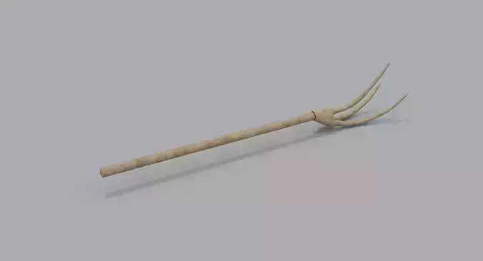 Wooden Medieval Pitchfork Low-poly 3D model