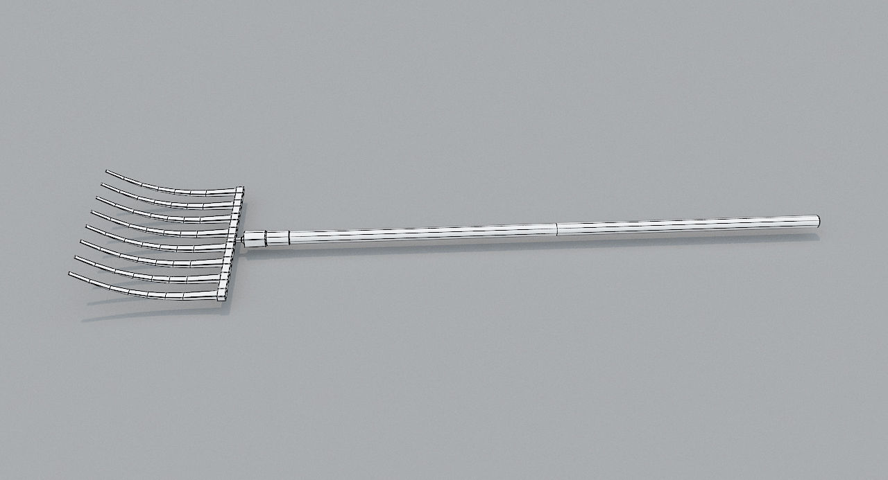 Rake2 PBR metal rake with wooden handle Low-poly 3D model_3