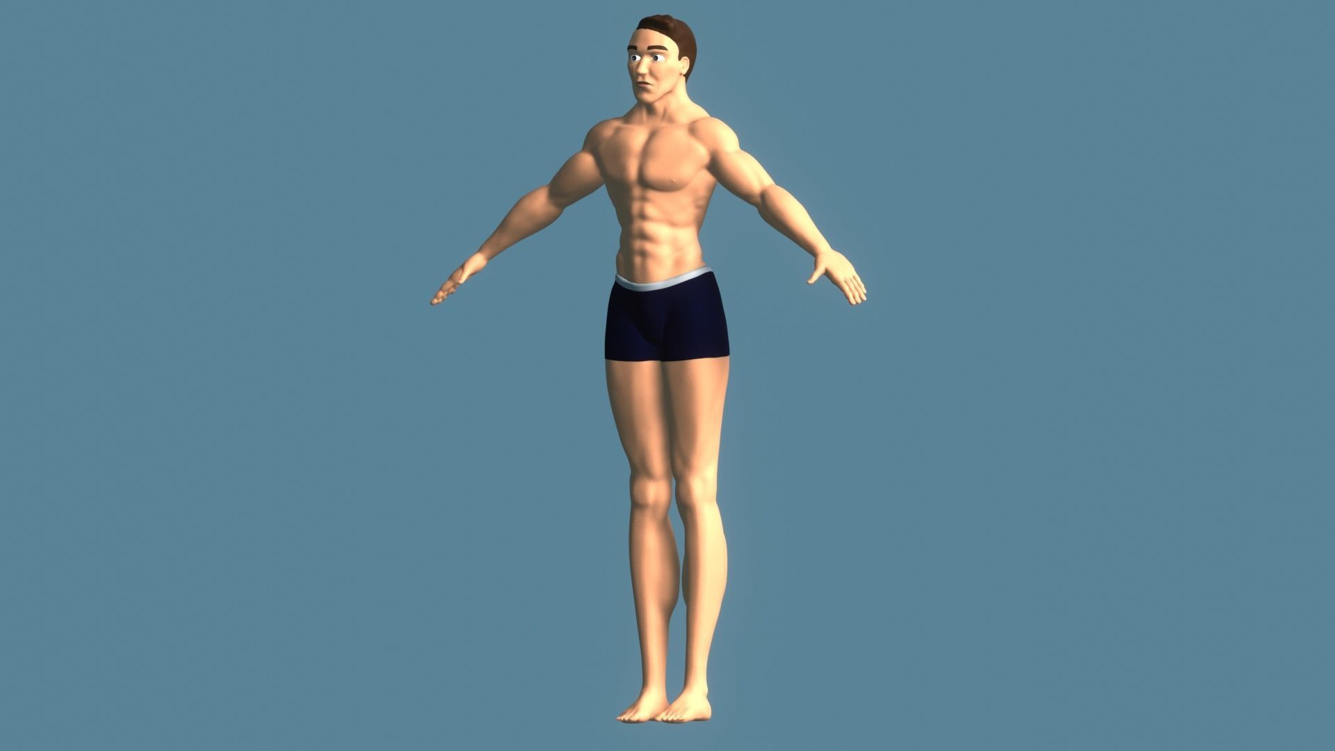 Arnorld man in swim trunks 3D model_1